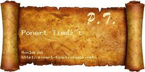 Ponert Timót névjegykártya